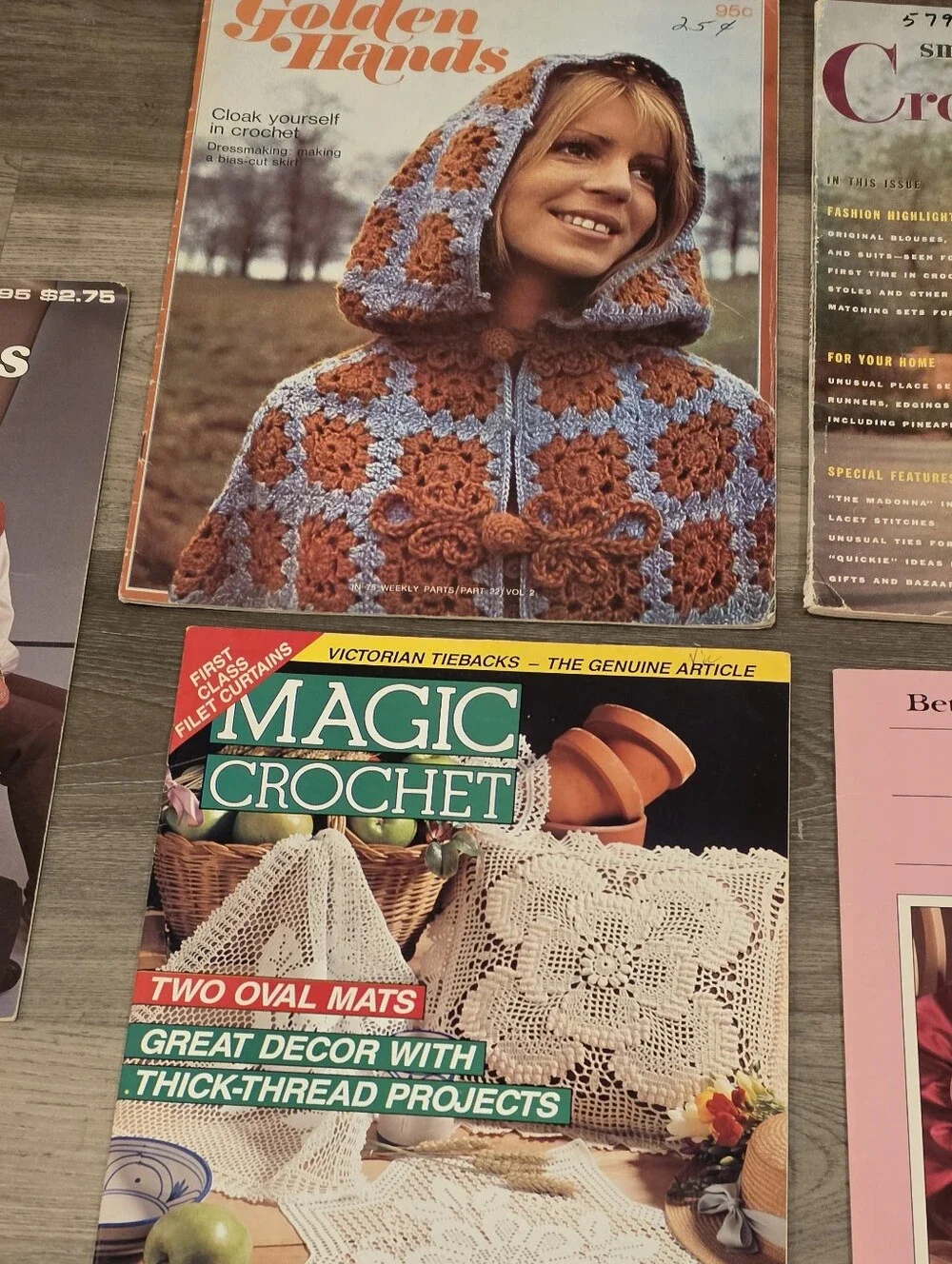 Vintage 70s Crochet Pattern Booklet Magazine Lot Golden Hands Magic Crochet Vest